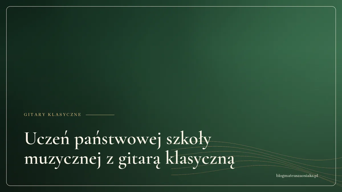 Uczeń państwowej szkoły muzycznej z gitarą klasyczną
